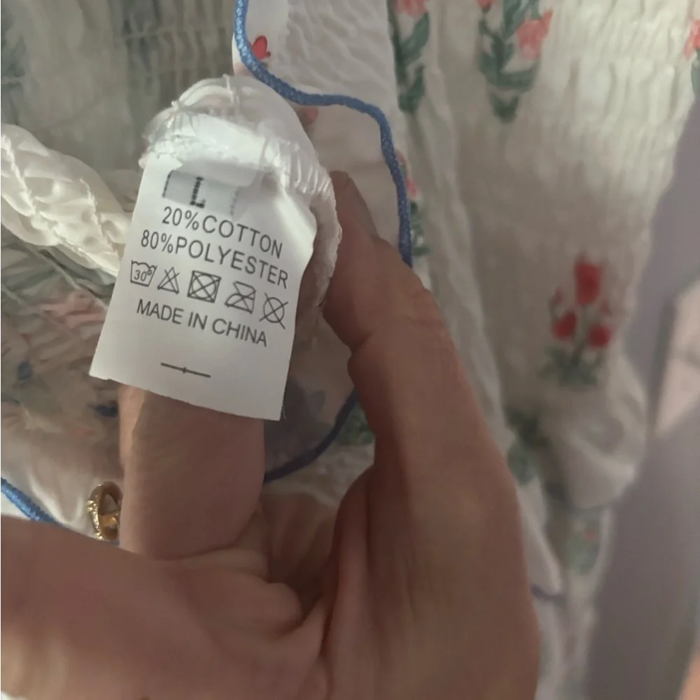 Floral Maxi Dress - White and Blue - Picture 2 of 3